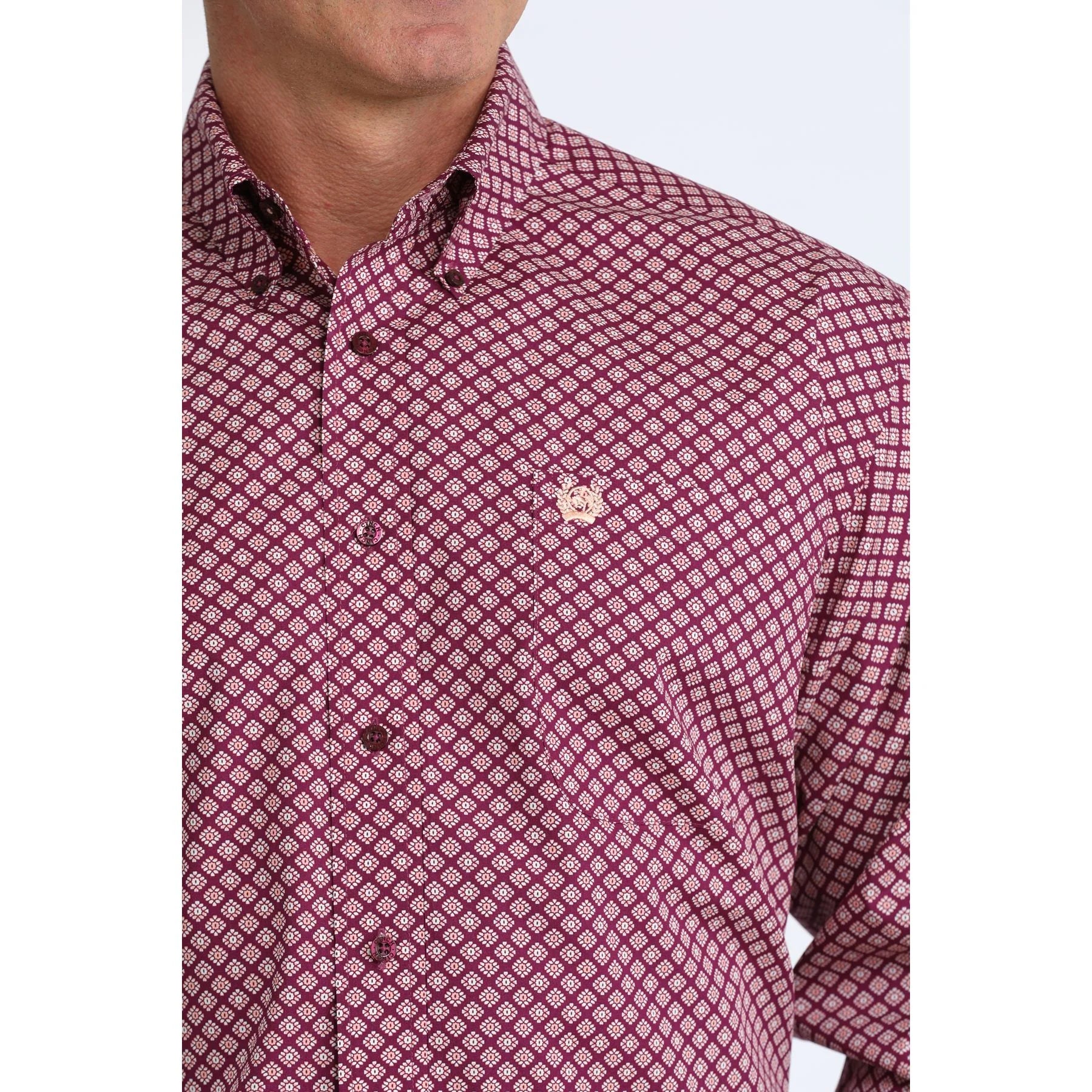 Men's Cinch  Classic Fit Purple Geo Printed Button Down Shirt MTW1106110