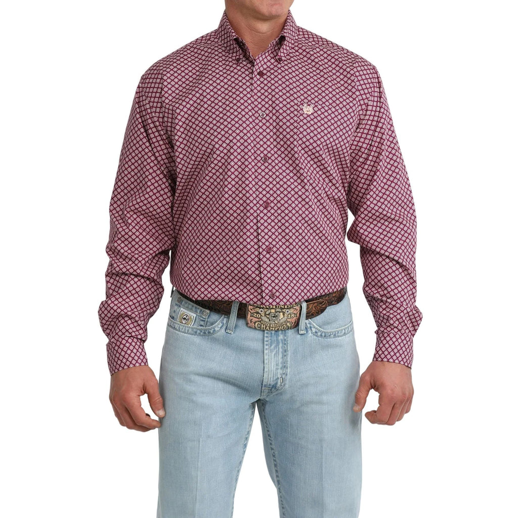 Men's Cinch  Classic Fit Purple Geo Printed Button Down Shirt MTW1106110