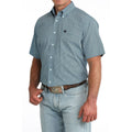 Men's Cinch Short Sleeve Blue Printed Button Up Shirt MTW1111518