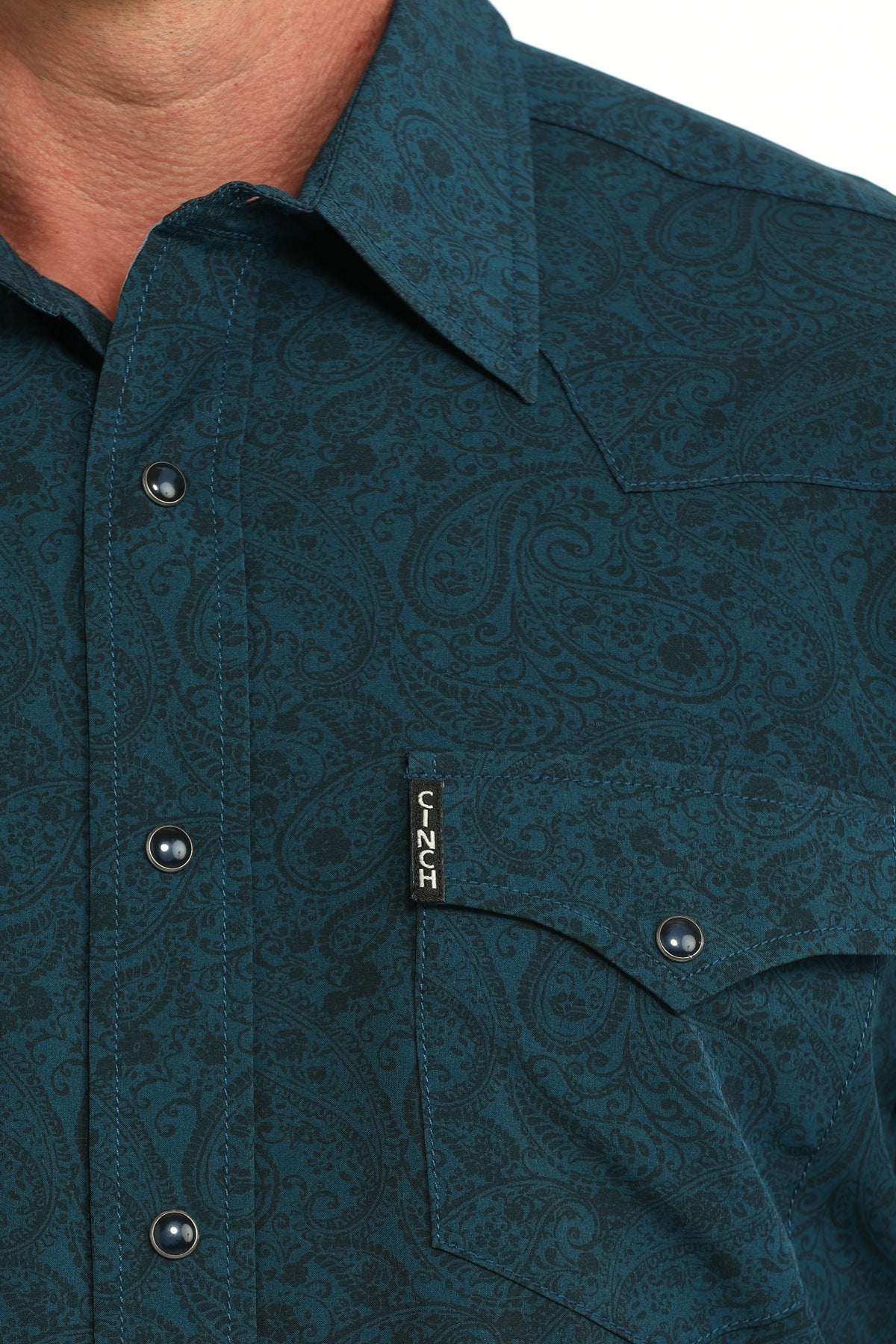 CINCH MENS TEAL PRINT MODERN LONG SLEEVE SHIRT MTW1303107