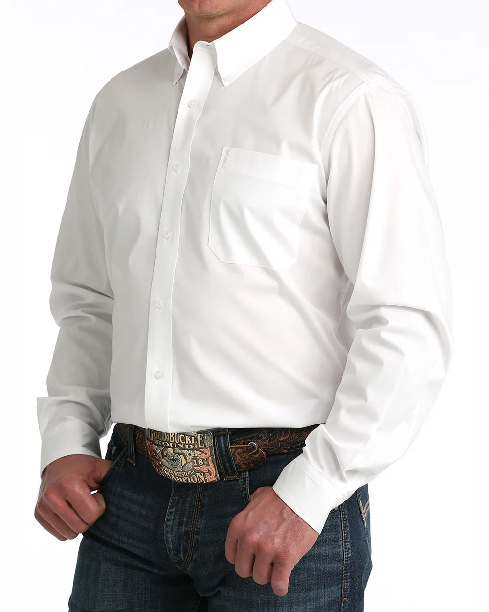 MENS CINCH SOLID BUTTON DOWN WHITE MT10320020