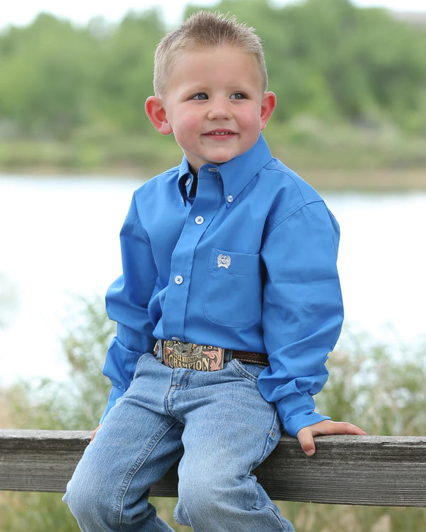 BOYS CINCH SOLID BUTTON DOWN BLUE MTW7060083