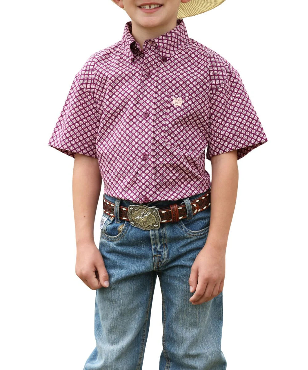 Cinch Boys' Purple Geometric Button Down Shirt MTW7140041