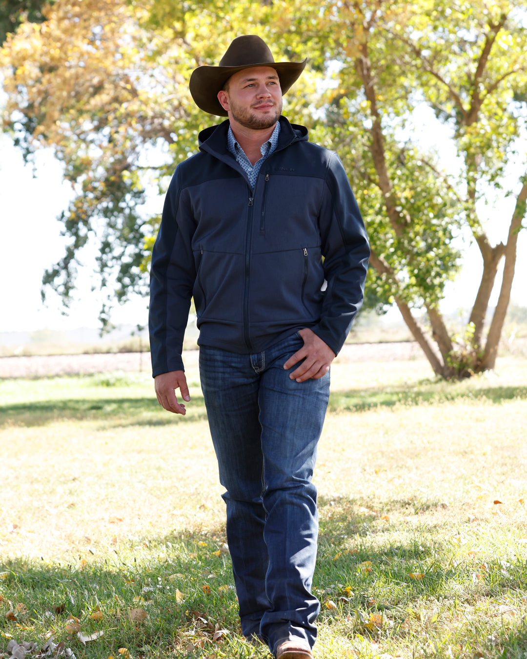 Men's Cinch NAVY Hooded Patch Jacket MWJ153007
