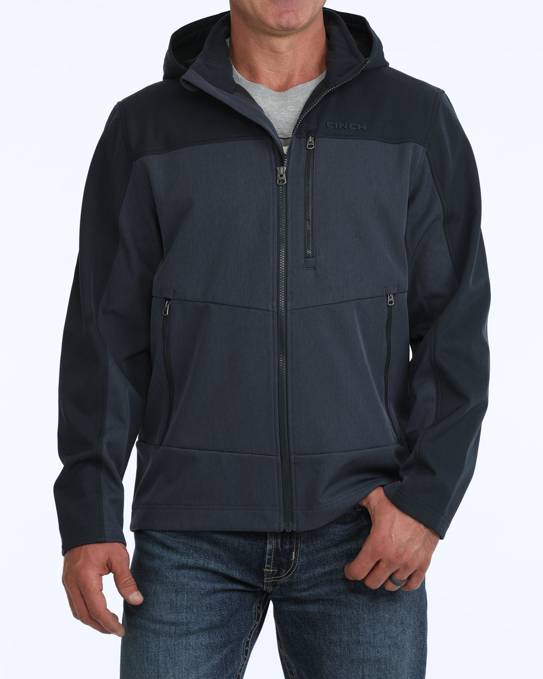 Men's Cinch NAVY Hooded Patch Jacket MWJ153007