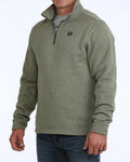 CINCH MEN'S LIGHT OLIVE 1/4 ZIP SWEATER MWK1080021