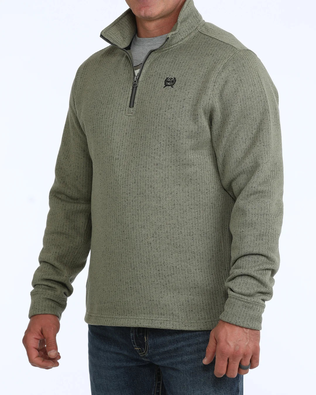 CINCH MEN'S LIGHT OLIVE 1/4 ZIP SWEATER MWK1080021