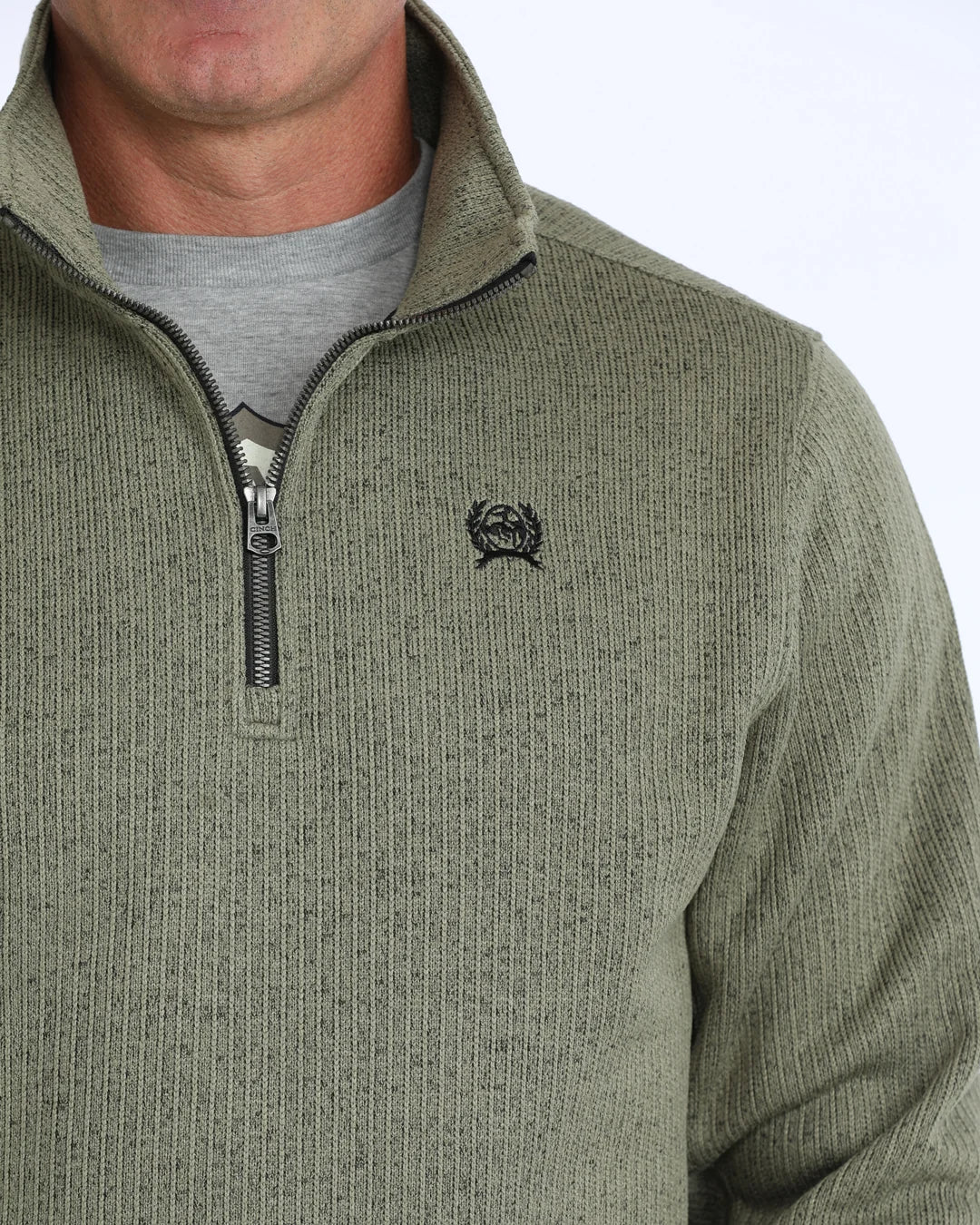 CINCH MEN'S LIGHT OLIVE 1/4 ZIP SWEATER MWK1080021