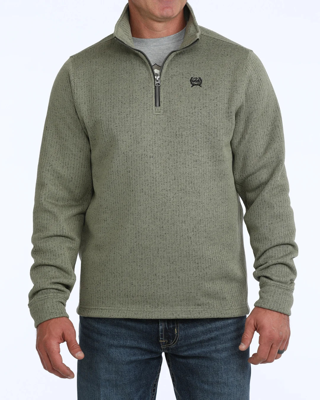 CINCH MEN'S LIGHT OLIVE 1/4 ZIP SWEATER MWK1080021
