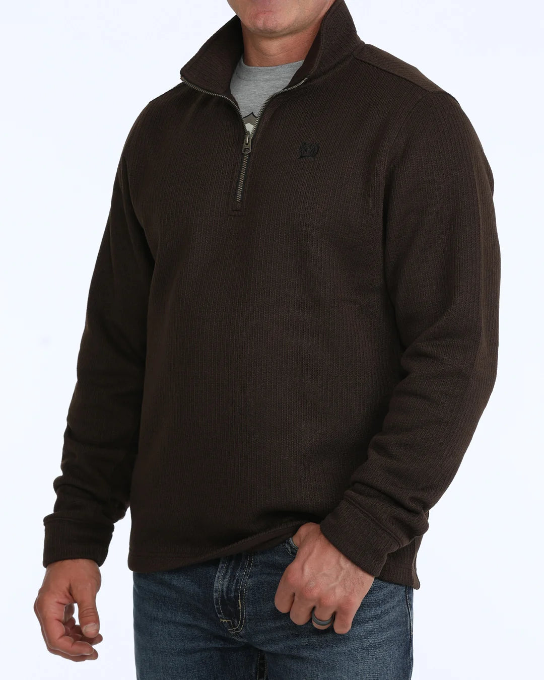 CINCH MEN'S BROWN 1/4 ZIP SWEATER MWK1080022