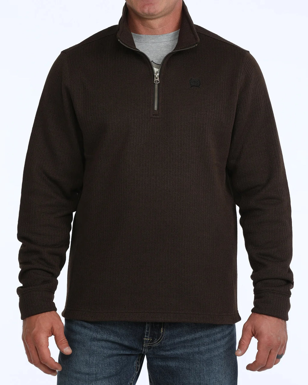 CINCH MEN'S BROWN 1/4 ZIP SWEATER MWK1080022