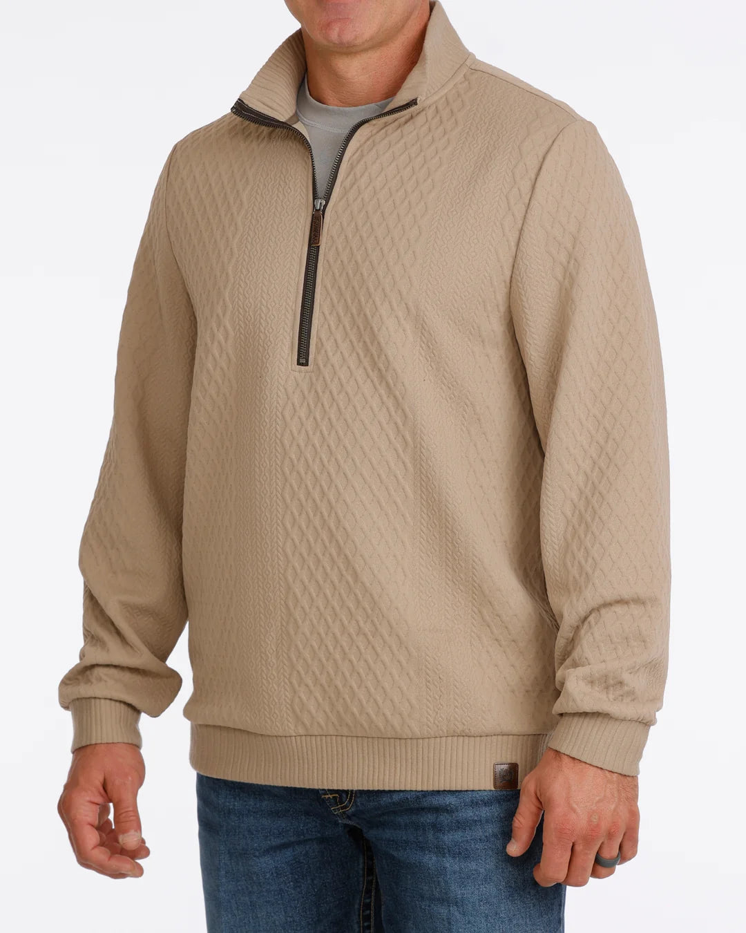 Cinch Men's Tan Long Sleeve Tan 1/4 Zip Sweatshirt MWK1957001