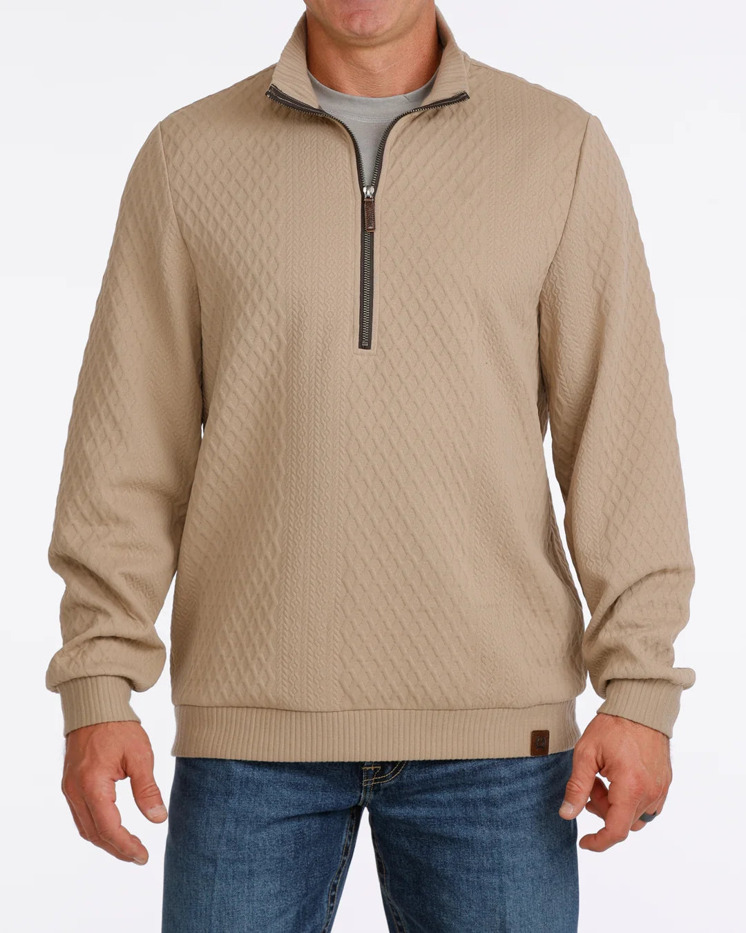 Cinch Men's Tan Long Sleeve Tan 1/4 Zip Sweatshirt MWK1957001