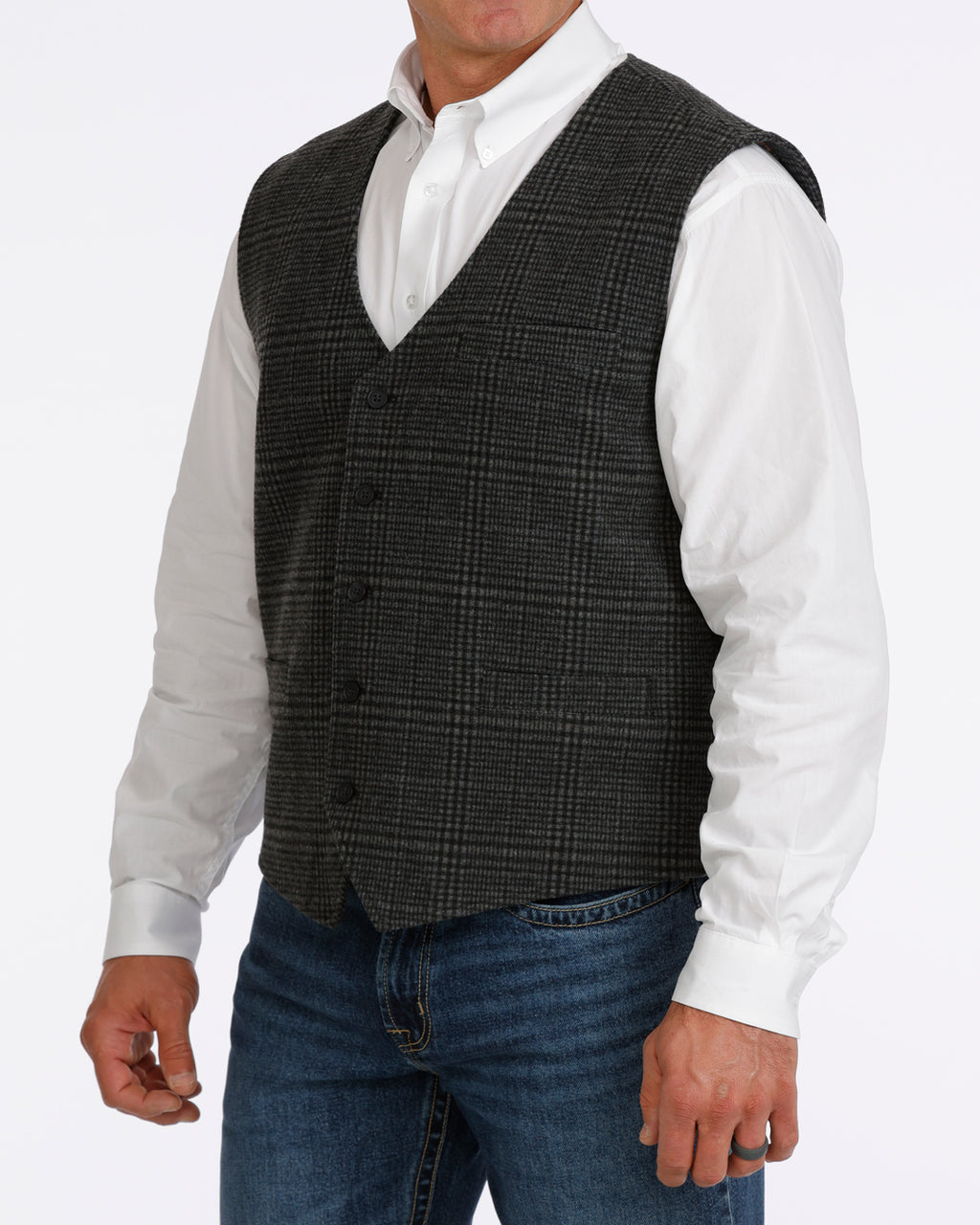 Cinch Men's Plaid Charcoal Vest MWV1967002
