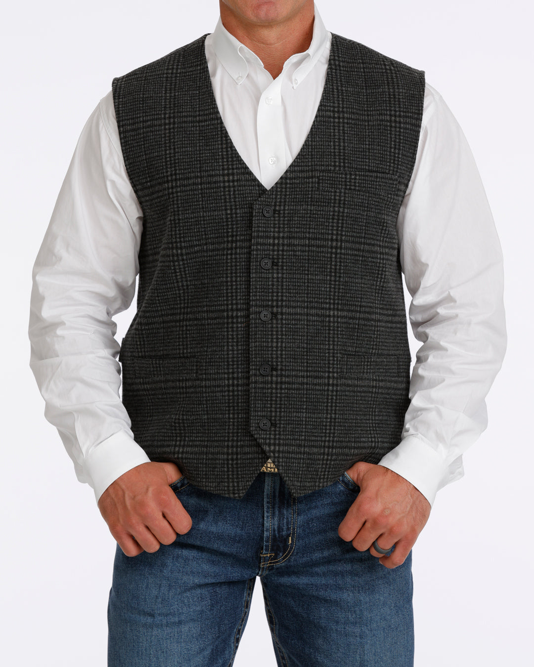 Cinch Men's Plaid Charcoal Vest MWV1967002
