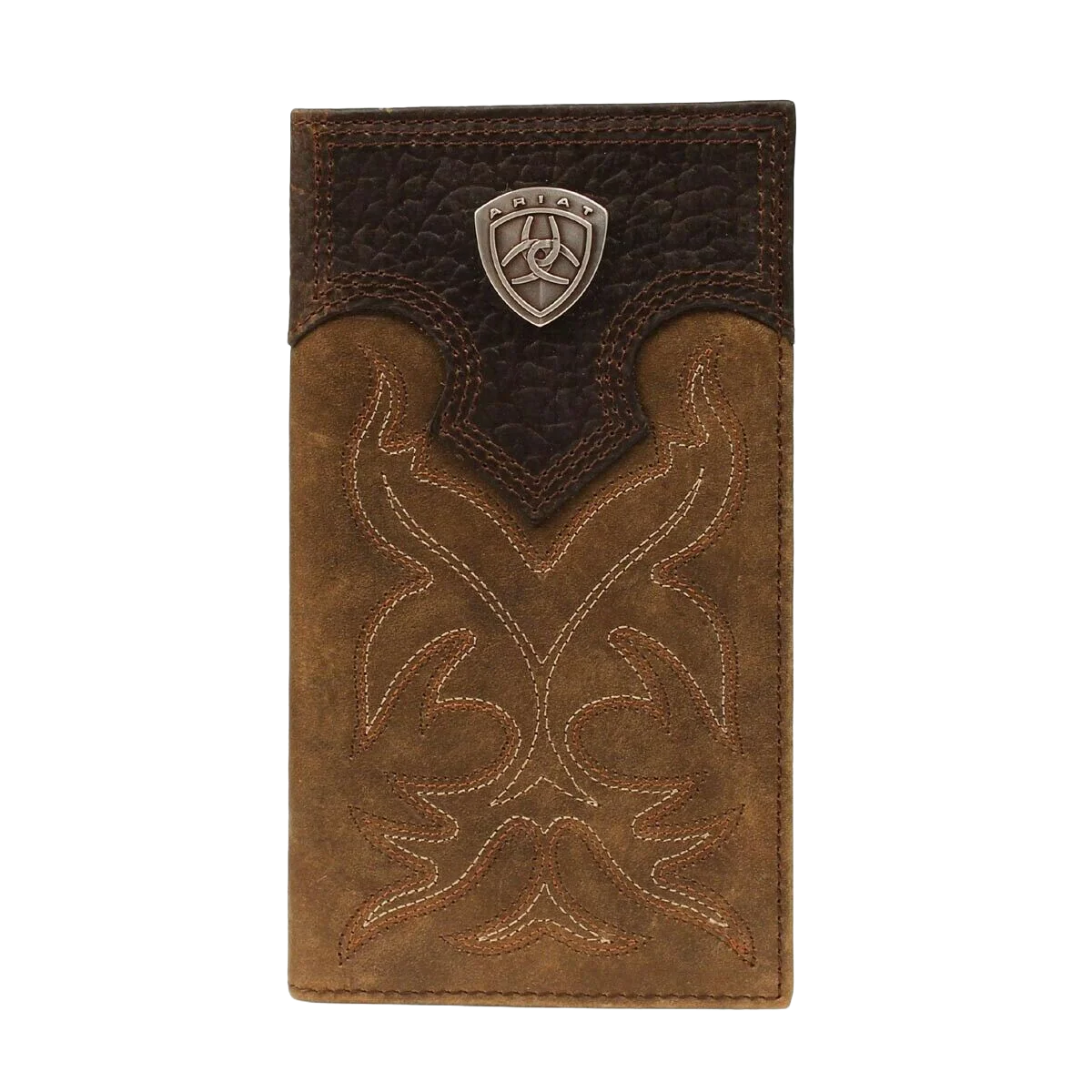 Ariat Brown Distressed Leather Rodeo Wallet with Shield Logo A3510844