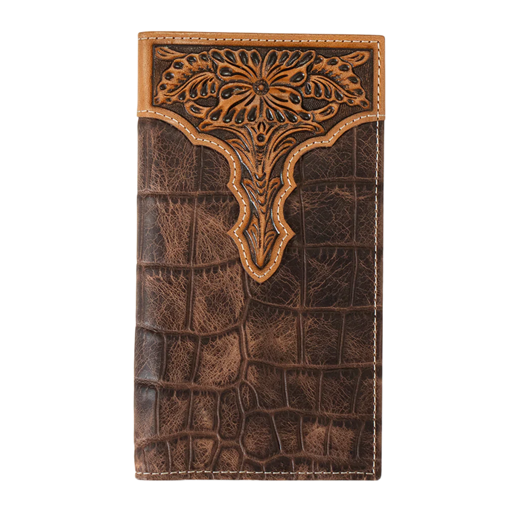 Ariat Croc Print Brown Leather Wallet A3552802