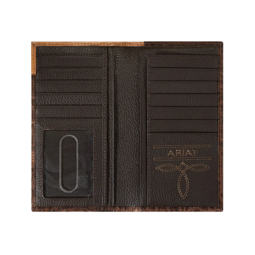 Ariat Croc Print Brown Leather Wallet A3552802