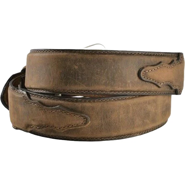 Nocona Men's Distressed Brown Western Overlay Leather Belt N2450444