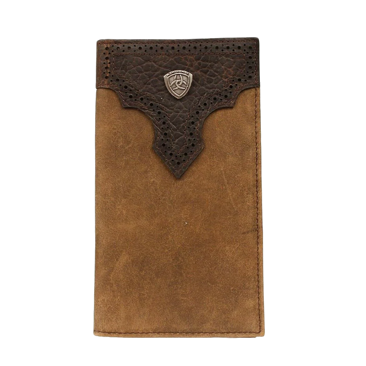 Ariat Men's Distressed Perforated Brown Rodeo Style Wallet A3511244