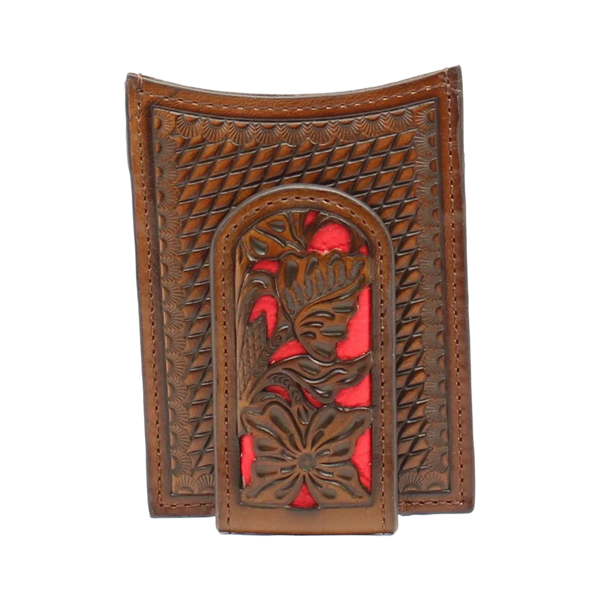 Nocona Men's Western Red Floral Inlay Magnet Money Clip Wallet N5426504