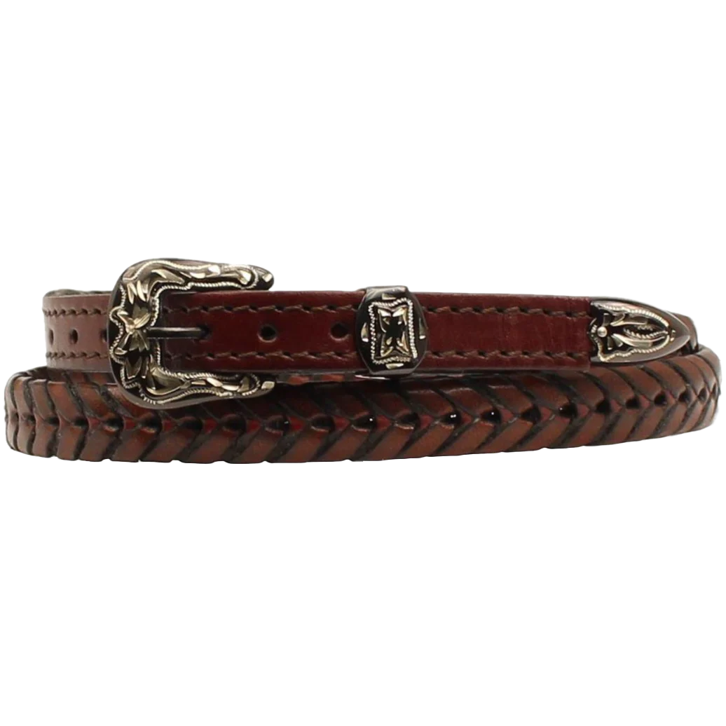 Twister Laced with Smooth Tabs Brown Hatband 0201602