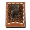 Nocona Belts Tan Floral Embossed Money Clip Bifold Wallet N500045408