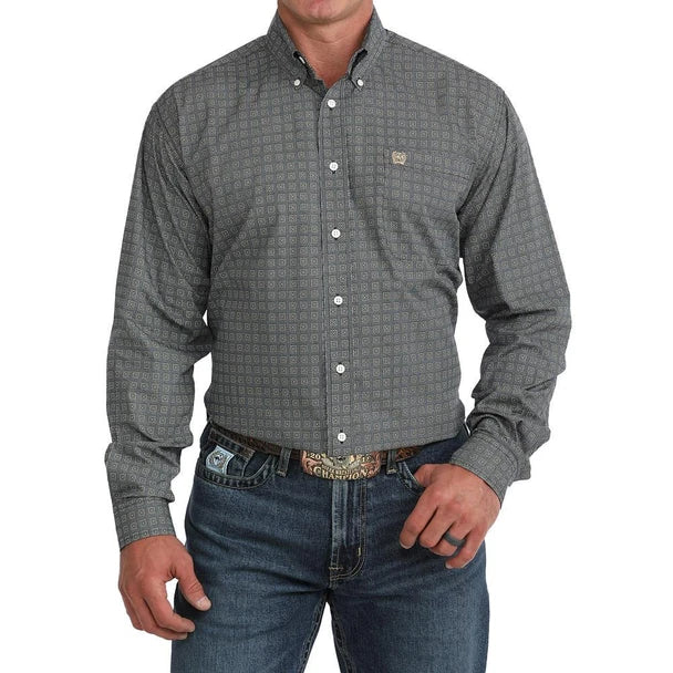 CINCH NAVY GEOMETRIC PRINT - MENS SHIRT - MTW1106147