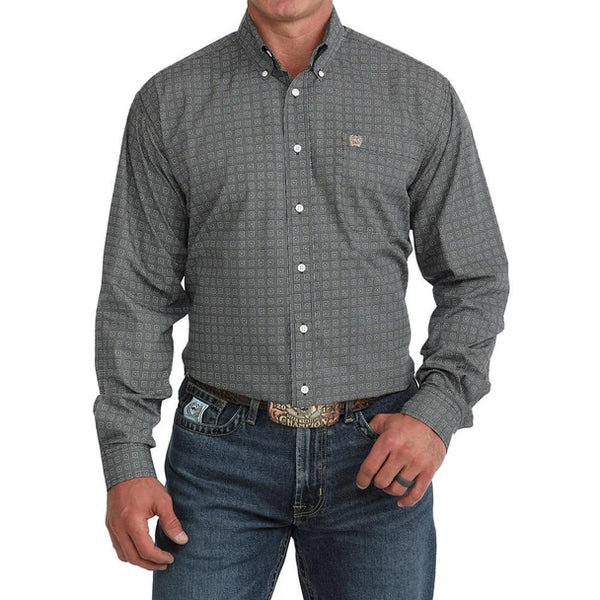 CINCH NAVY GEOMETRIC PRINT - MENS SHIRT - MTW1106147