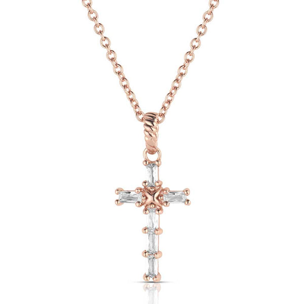 NC3239RG Entwined Rose Gold Brilliant Cross Necklace