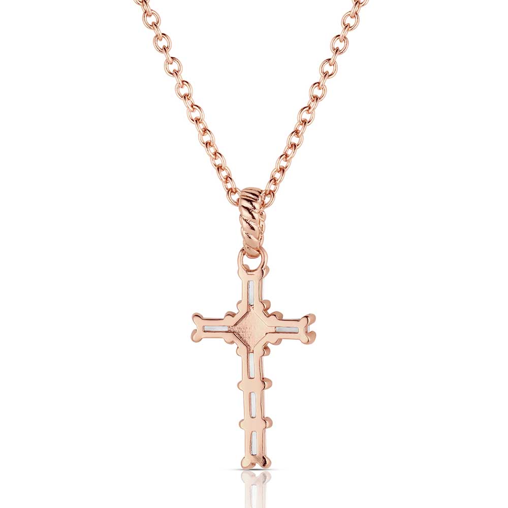 NC3239RG Entwined Rose Gold Brilliant Cross Necklace