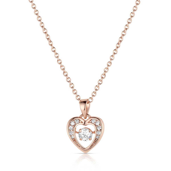 NC3868RG Let's Dance A Little Dance Rose Gold Heart Necklace