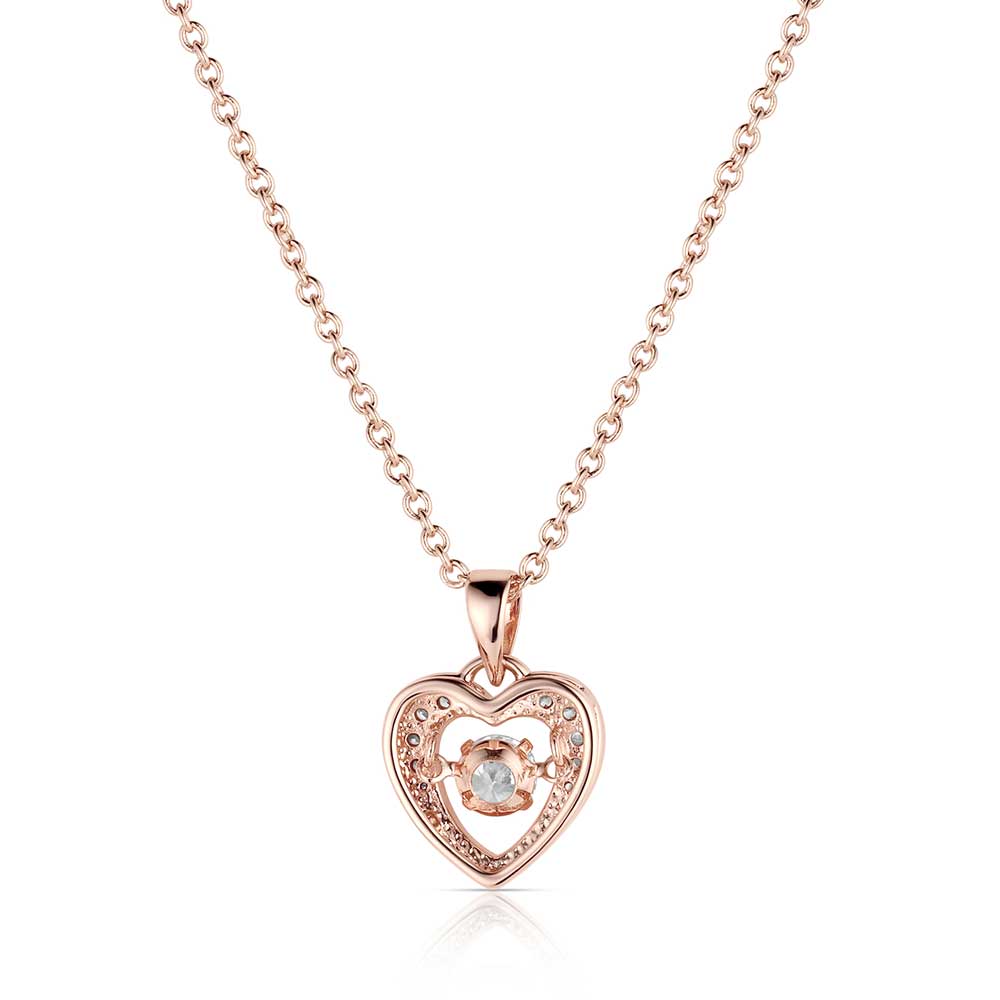 NC3868RG Let's Dance A Little Dance Rose Gold Heart Necklace