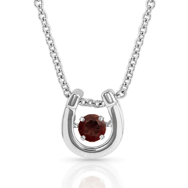 NC4742 Dancing Birthstone Horseshoe Necklace