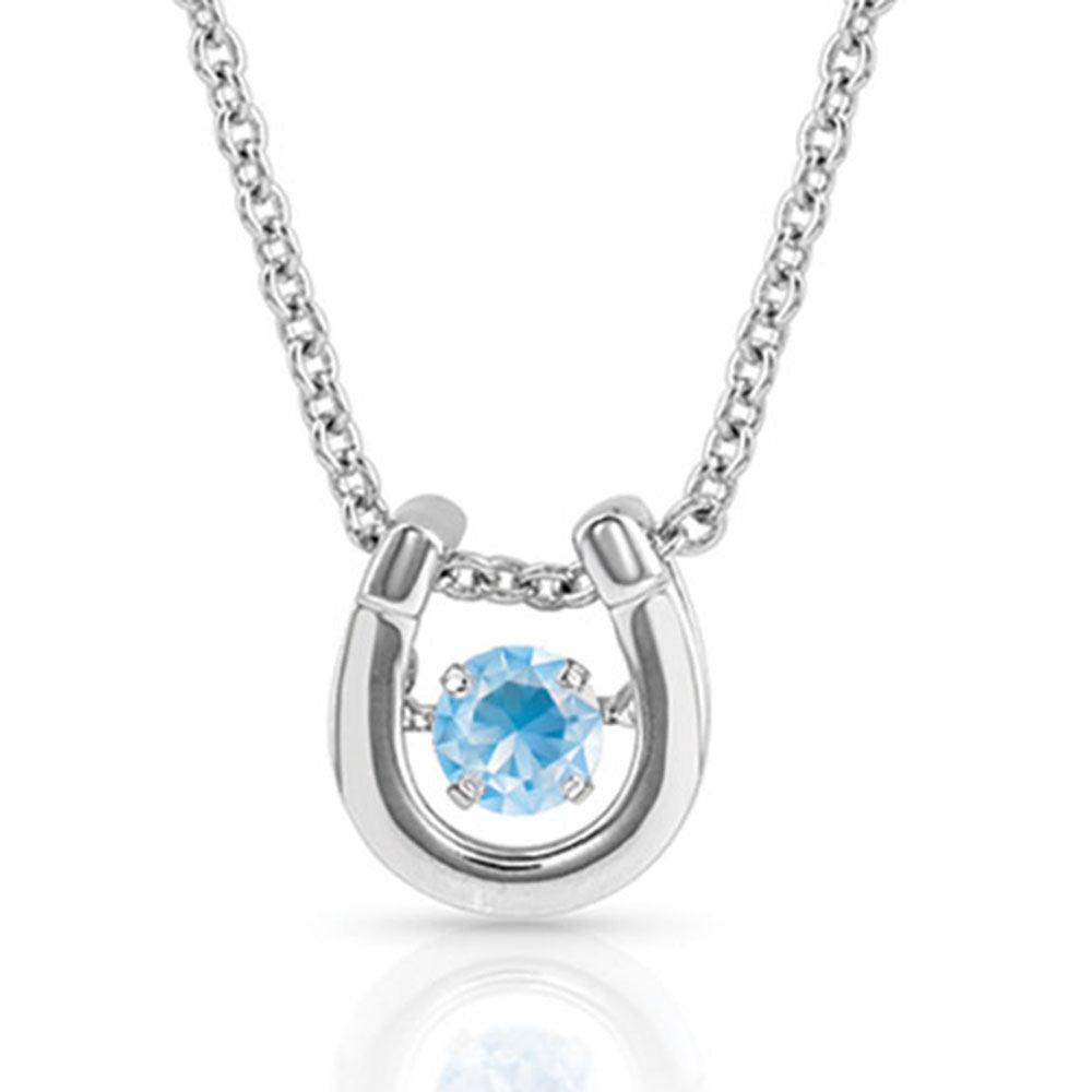 NC4742 Dancing Birthstone Horseshoe Necklace