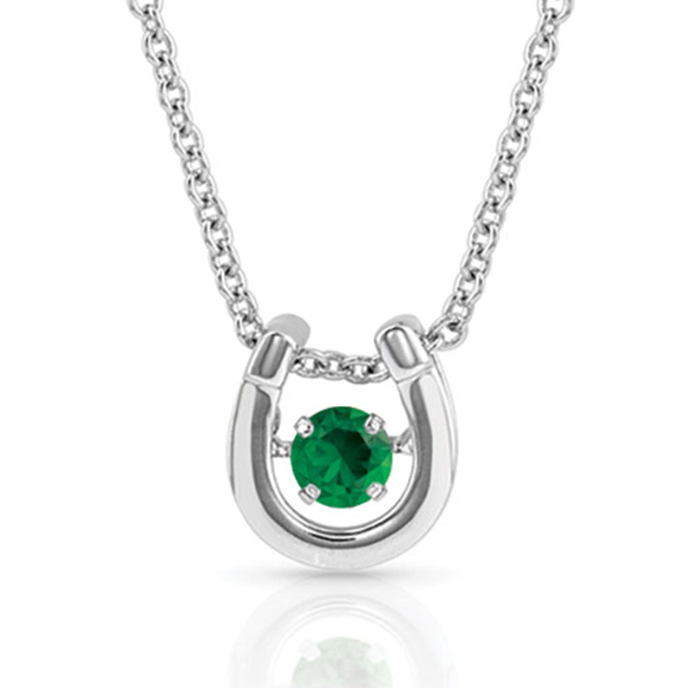 NC4742 Dancing Birthstone Horseshoe Necklace