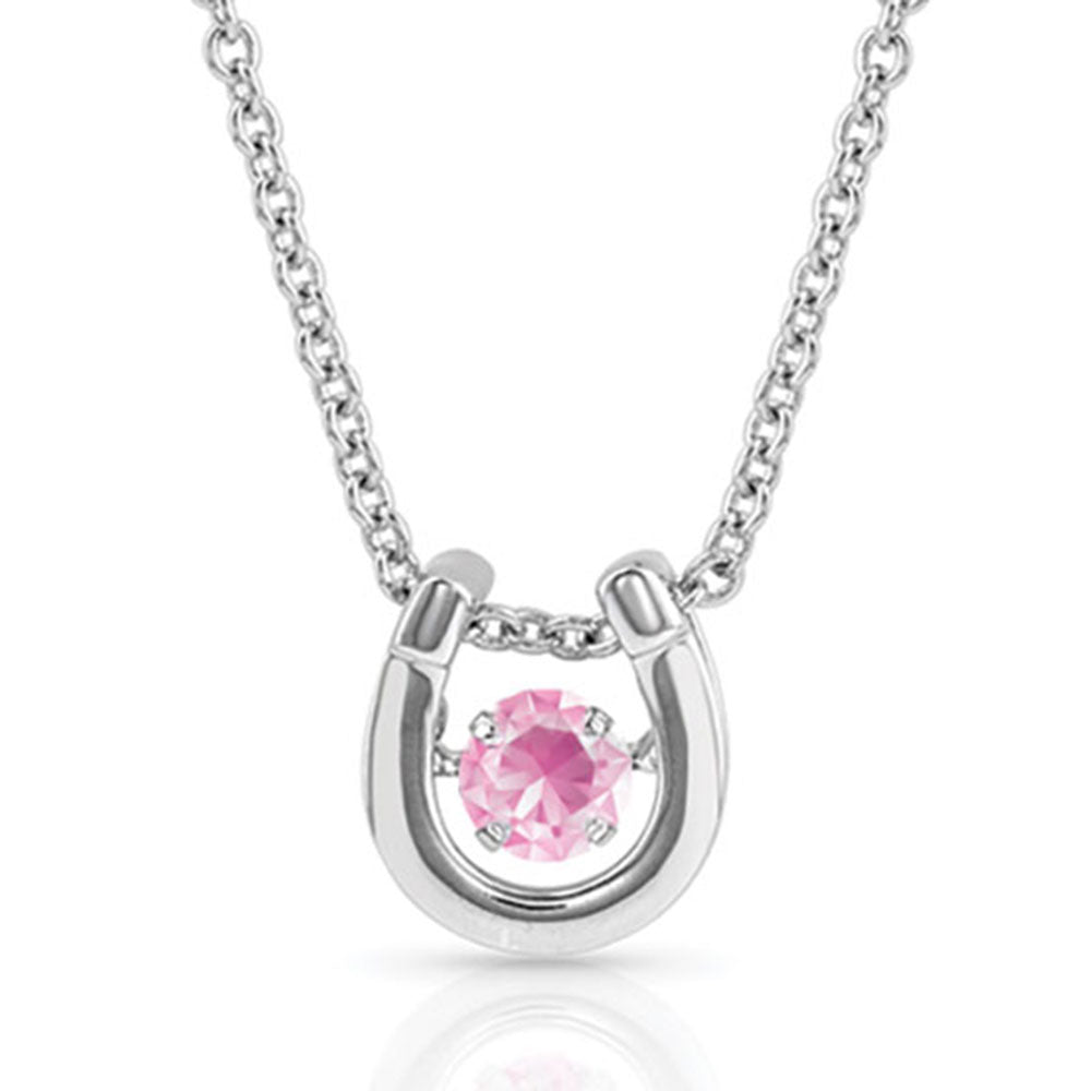 NC4742 Dancing Birthstone Horseshoe Necklace