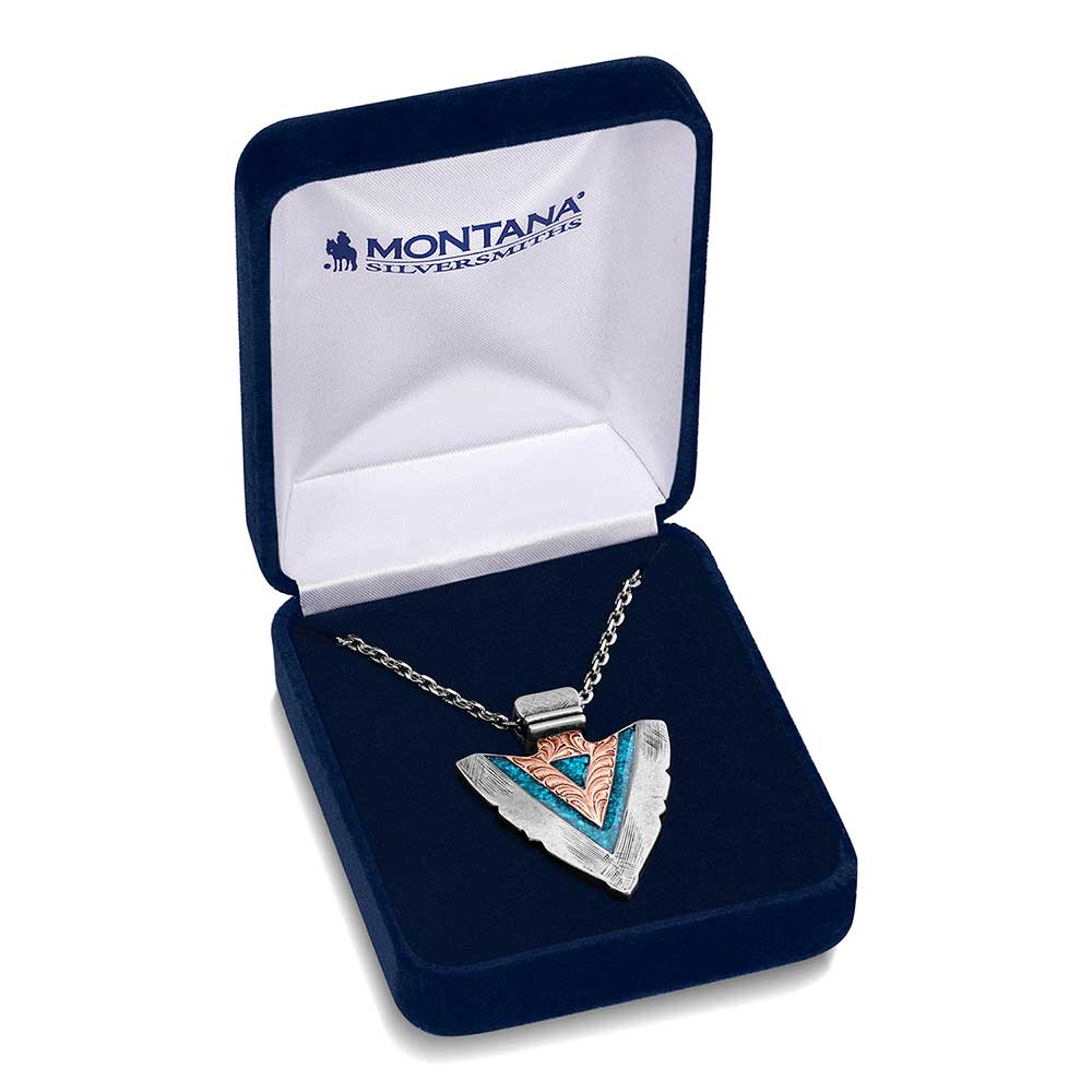 NC5839 Inner Light Turquoise Arrowhead Necklace