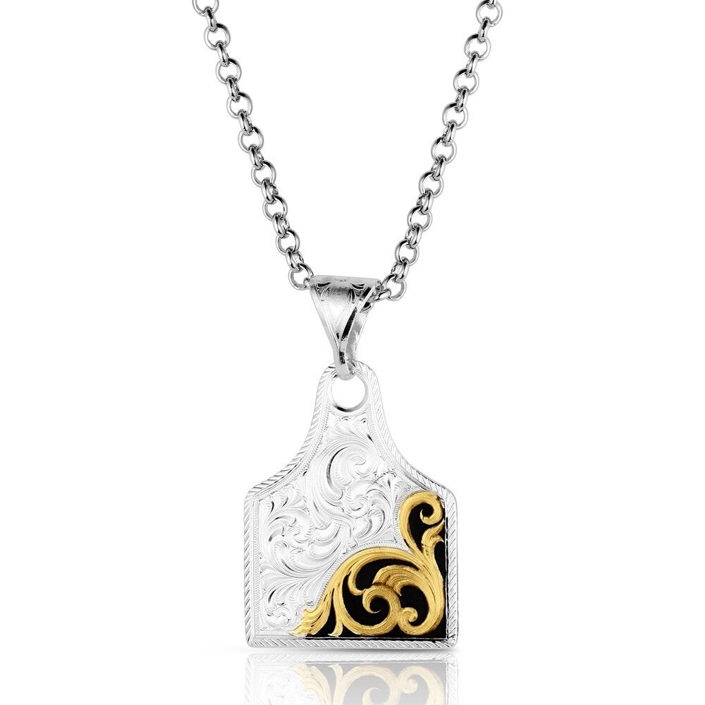 NC6504NFG Rural Route Cow Tag Necklace