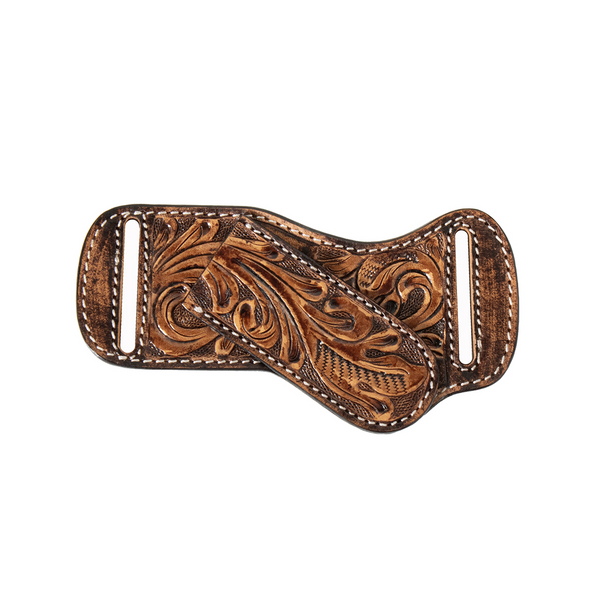 3-D BELT PANCAKE HAND TOOLED BROWN  D8402302