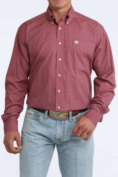 CINCH PINK GEOMETRIC PRINT - MENS SHIRT - MTW1106098
