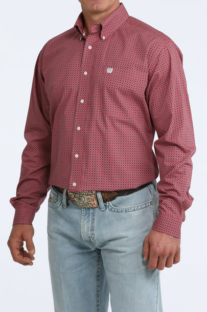 CINCH PINK GEOMETRIC PRINT - MENS SHIRT - MTW1106098