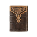 Ariat Croc Printed Trifold Brown Leather Wallet A3552902