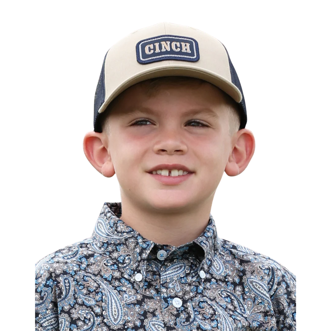 Cinch Youth Boy's Brown Logo Patch Trucker Cap MCC0606043