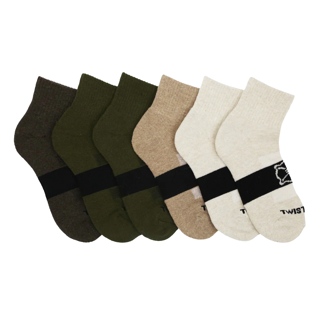 Twisted X Men's 6 Pack Basic Olive HC Quarter Socks TXMS538760C