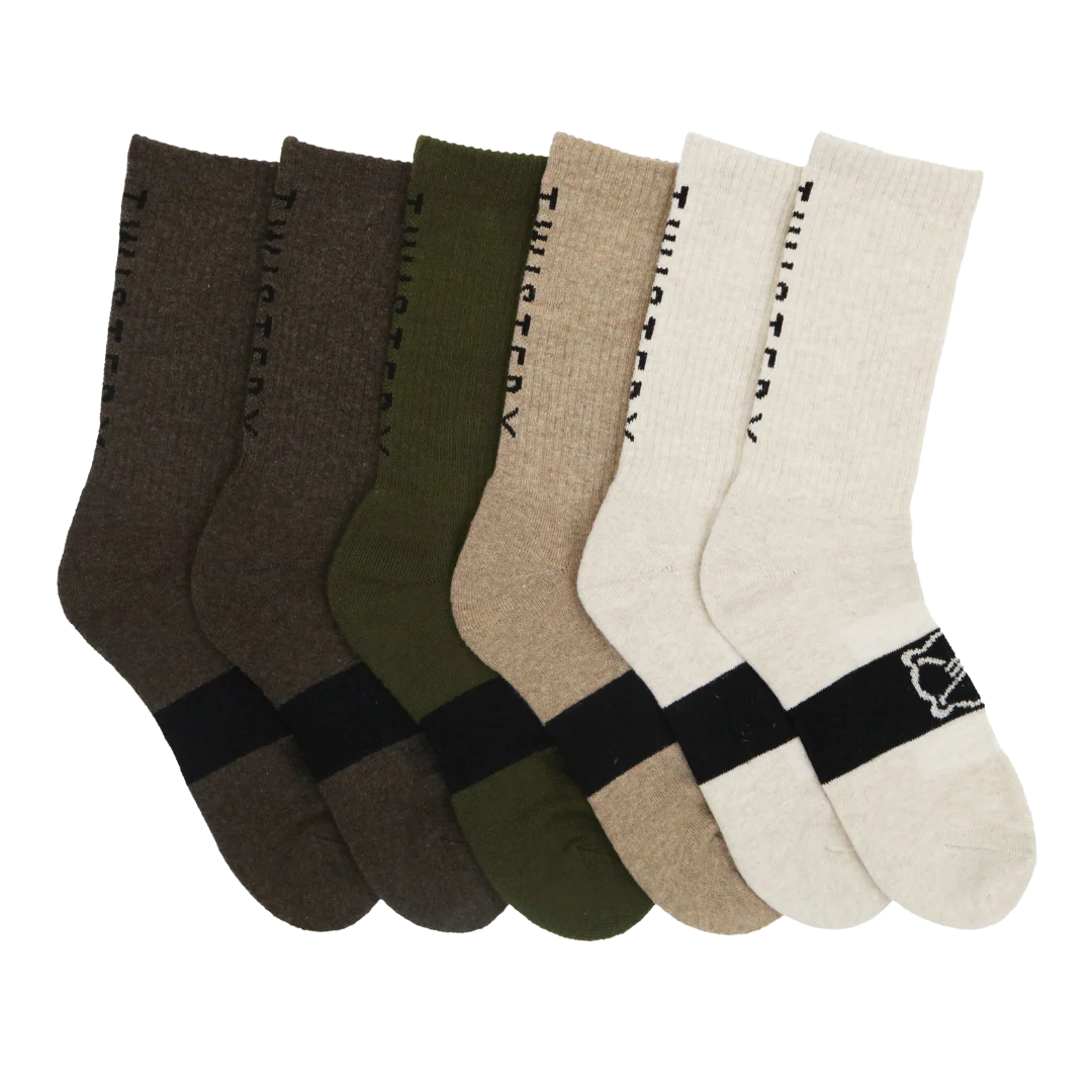 Twisted X Men's 6 Pack Everyday Brown HC Crew Socks TXMS538761C