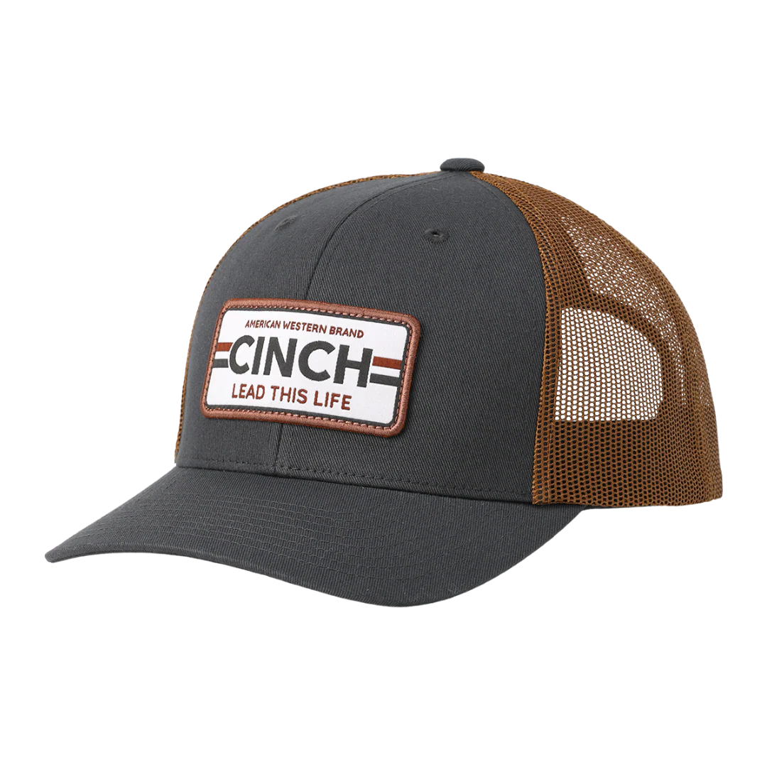 Cinch Men's Charcoal & Brown Logo Patch Trucker Cap MCC0660652