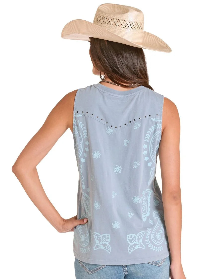 PANHANDLE LW20T08834 Ladies Bandana SLVLS Tee Powder Blue