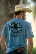 HOOEY JOHN WAYNE T-SHIRT DENIM BLUE HT2658DKDE