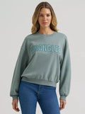 Wrangler 112384038 Women's Logo Canyon Crew Pullover Sea